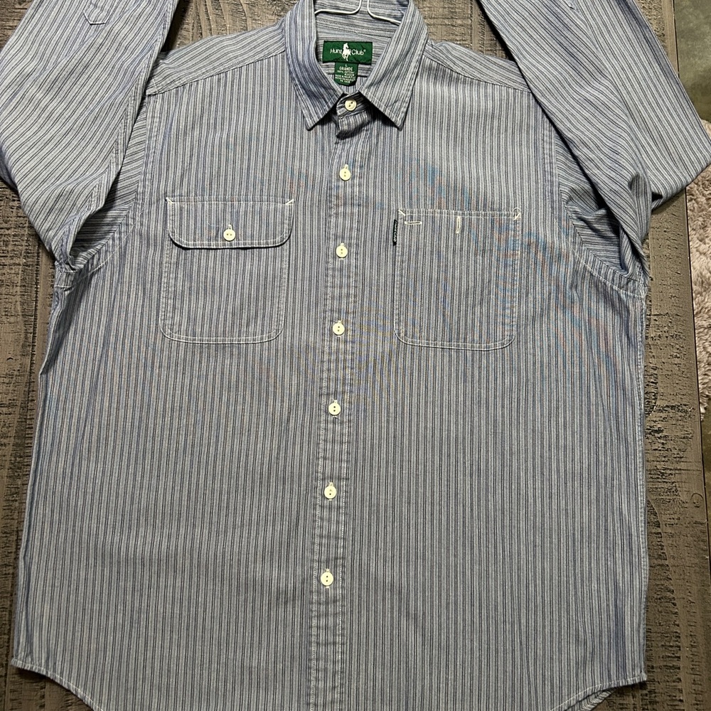 Hunt Club Gray Striped Button-Down Shirt